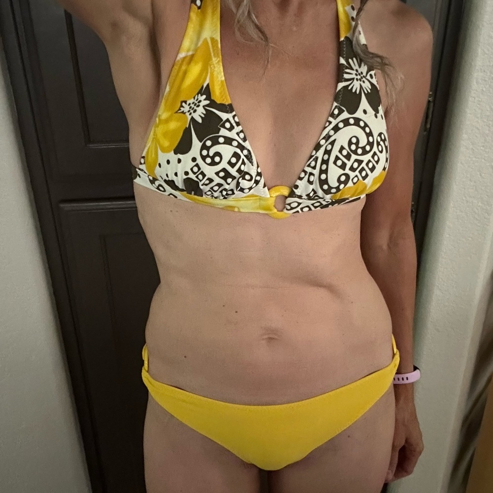 Cute little Yellow and Brown print bikini